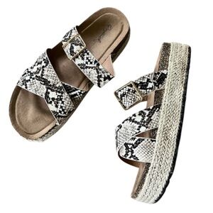 Qupid Reptile platform slip on sandals 7